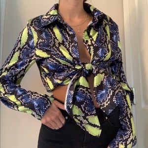 Pretty Little Thing Electric Snakeskin Blouse